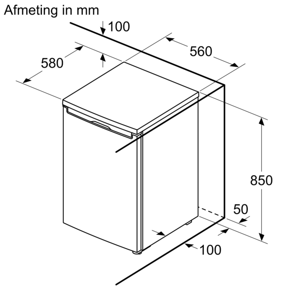 Bosch GTV15NWEB - Afmetingen