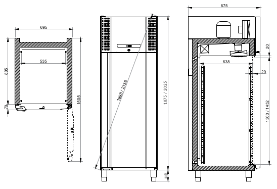 Voordeelmodel Gram BioPlus RF660D - Afmetingen