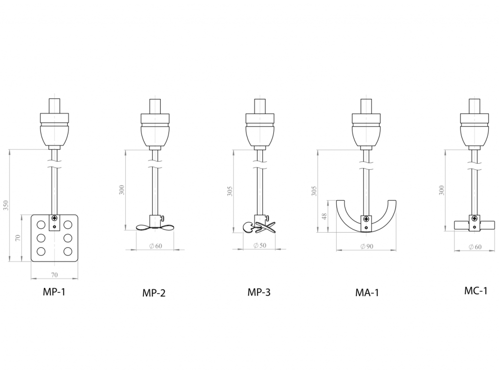 Biosan MM-1000 - Afmetingen roerders